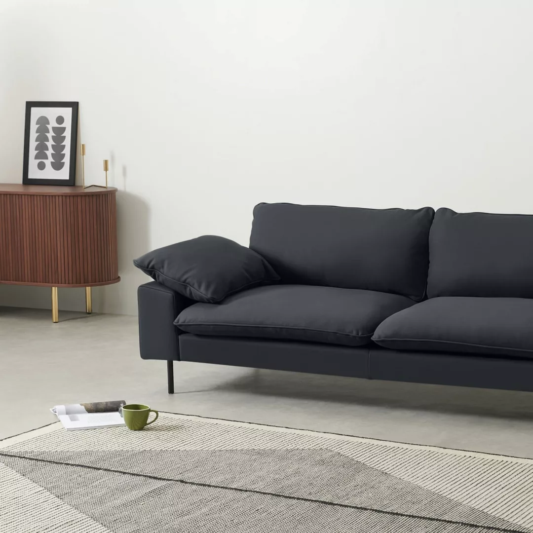 Fallyn 3-Sitzer Sofa, Nubukleder in Karbongrau - MADE.com günstig online kaufen