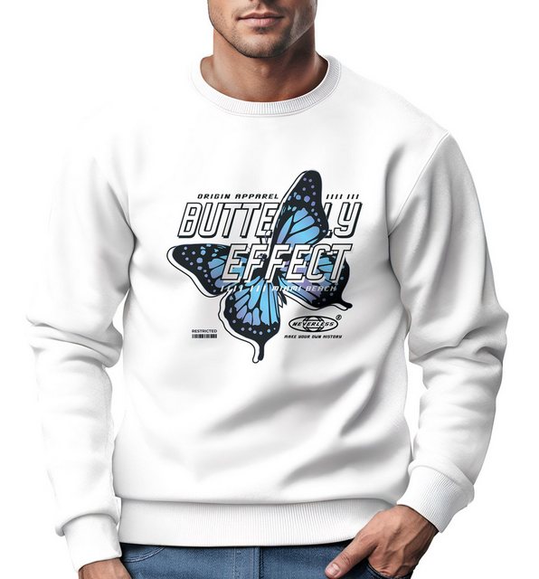 Neverless Sweatshirt Sweatshirt Herren Bedruckt Schmetterling Butterfly Eff günstig online kaufen