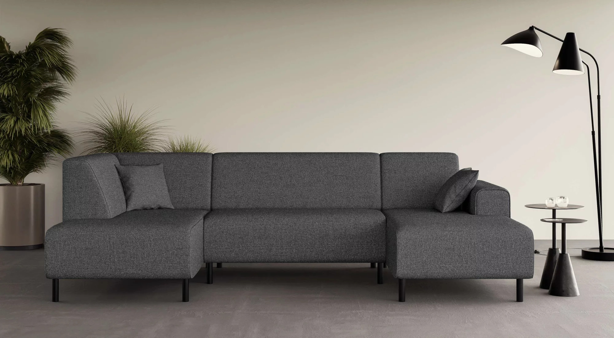 Home affaire Wohnlandschaft "ARROS U-Form mit Wellenunterfederung, Maße B/T günstig online kaufen