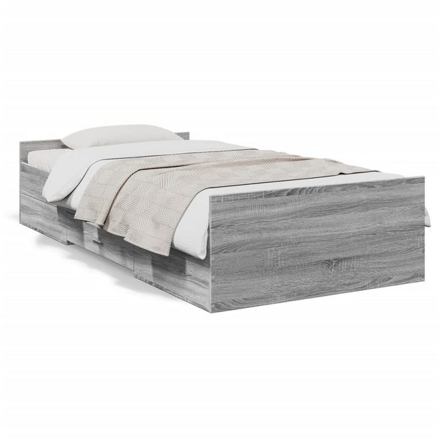 vidaXL Bett Bettgestell mit Schubladen Grau Sonoma 90x200 cm Holzwerkstoff günstig online kaufen