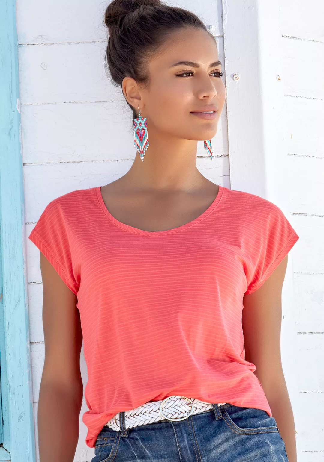 Beachtime Kurzarmshirt "mit leicht transparenten Streifen", (2er-Pack), aus günstig online kaufen
