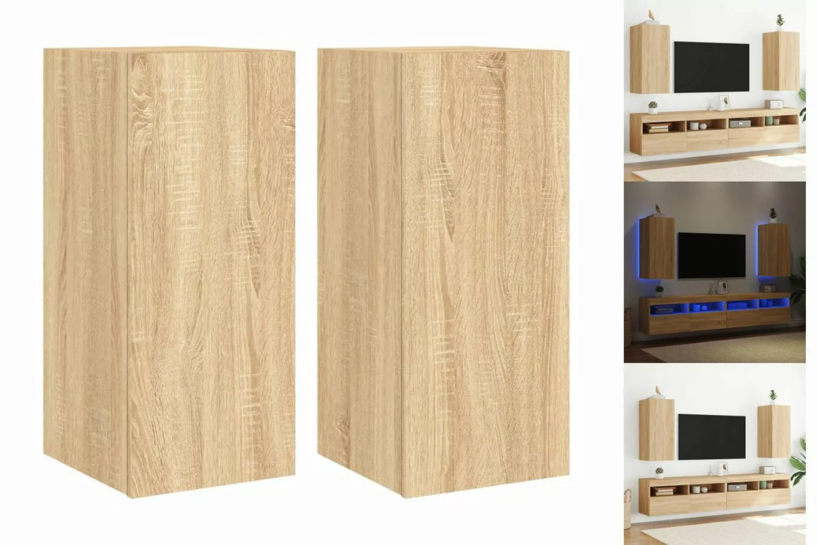 vidaXL Hängeschrank 2tlg Hängeschrank Wandschrank mit LED Leuchten Sonoma E günstig online kaufen