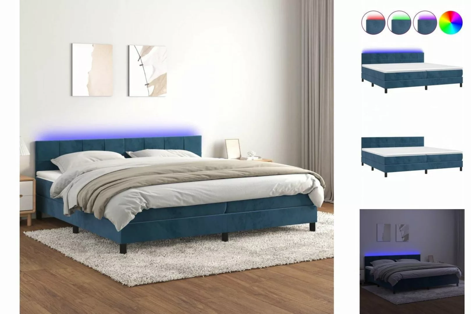 vidaXL Boxspringbett Bett Boxspringbett mit Matratze & LED Samt (200 x 200 günstig online kaufen