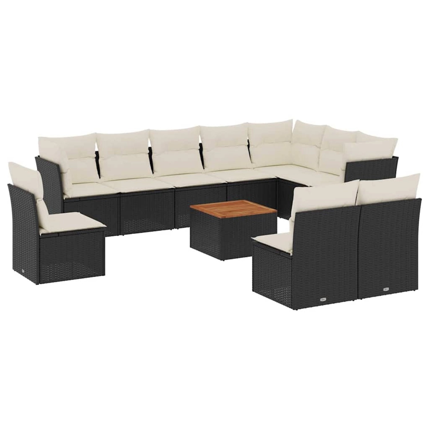 vidaXL 11-Tlg Garten-Sofagarnitur mit Kissen Schwarz Poly Rattan 3256028 günstig online kaufen
