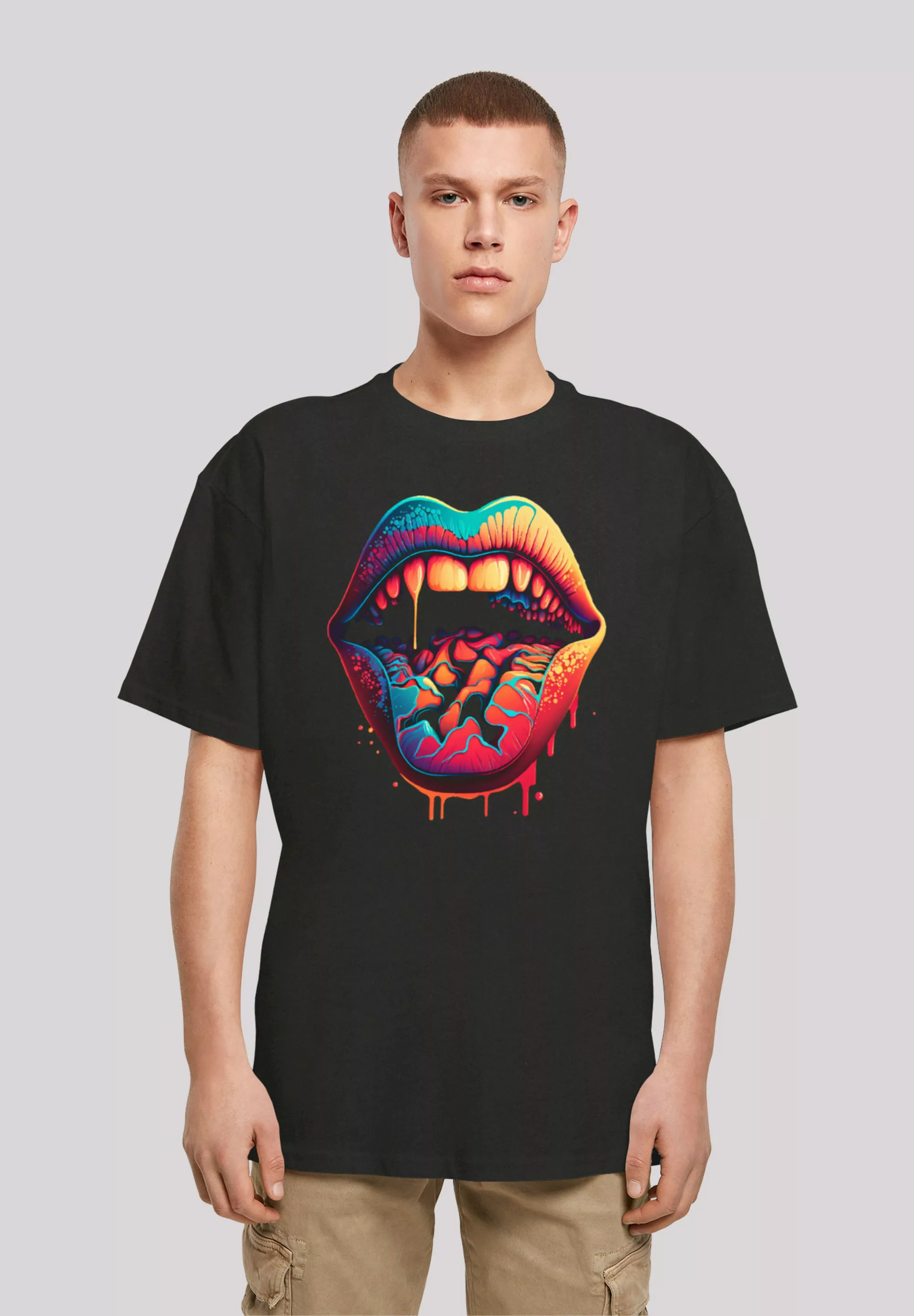 F4NT4STIC T-Shirt "Drooling Lips OVERSIZE TEE", Print günstig online kaufen