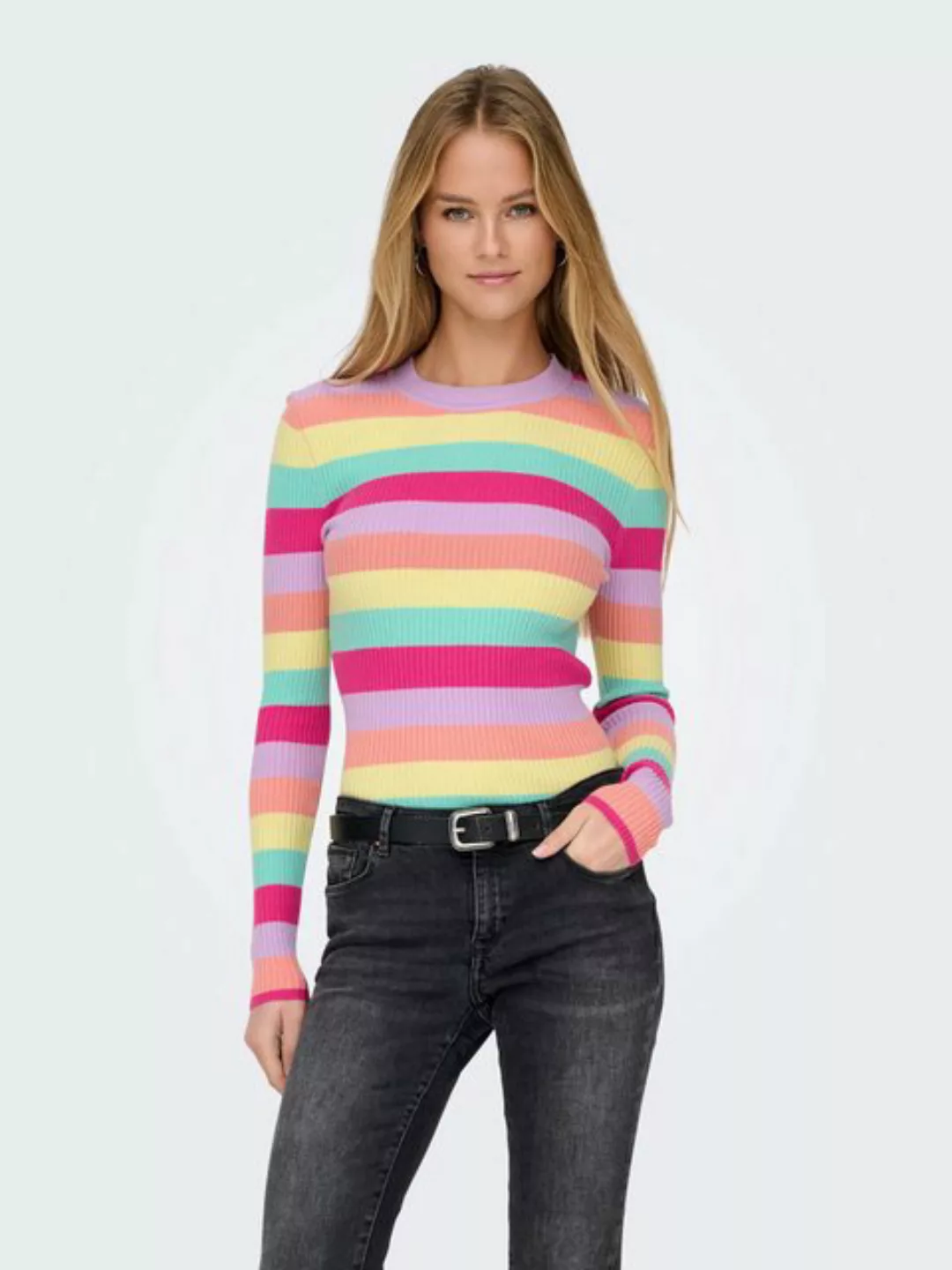 ONLY Strickpullover Weicher Strickpullover Gerippter Slim Fit Longsleeve 83 günstig online kaufen