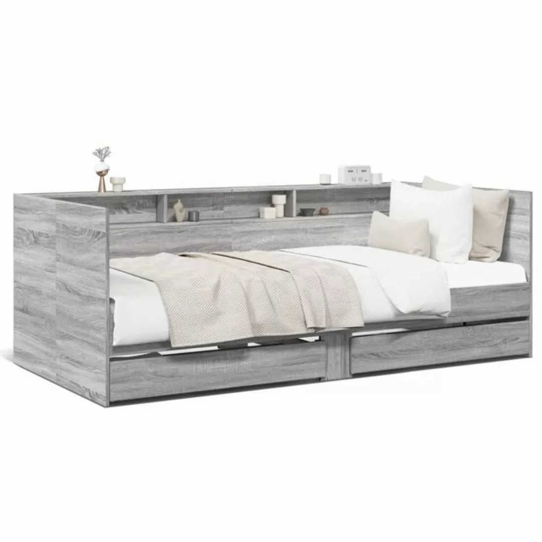 vidaXL Bett Tagesbett mit Schubladen Grau Sonoma 100x200 cm Holzwerkstoff günstig online kaufen