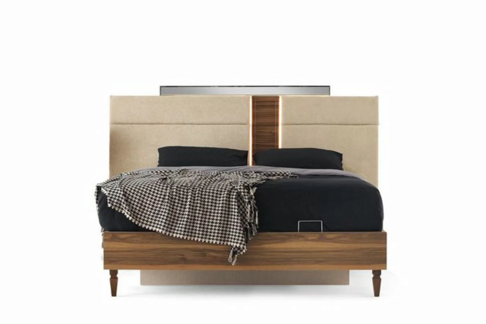 JVmoebel Bett Schlafzimmer Braunes Doppelbett Designer Bettrahmen Luxus Hol günstig online kaufen