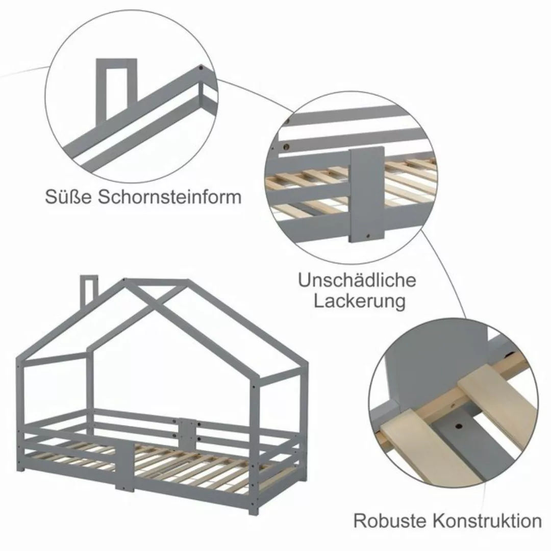 Merax Kinderbett 90x200 cm mit Rausfallschutz, Hausbett mit Lattenrost, Ein günstig online kaufen