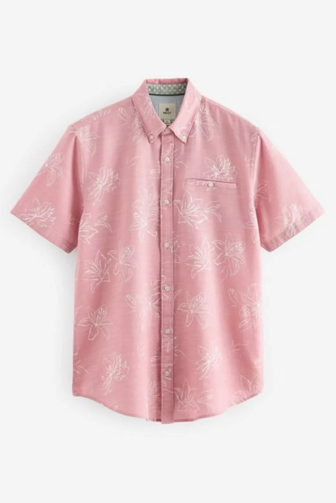 Next Kurzarmhemd Strukturiertes Kurzarm-Hemd mit Blumenmuster (1-tlg) günstig online kaufen