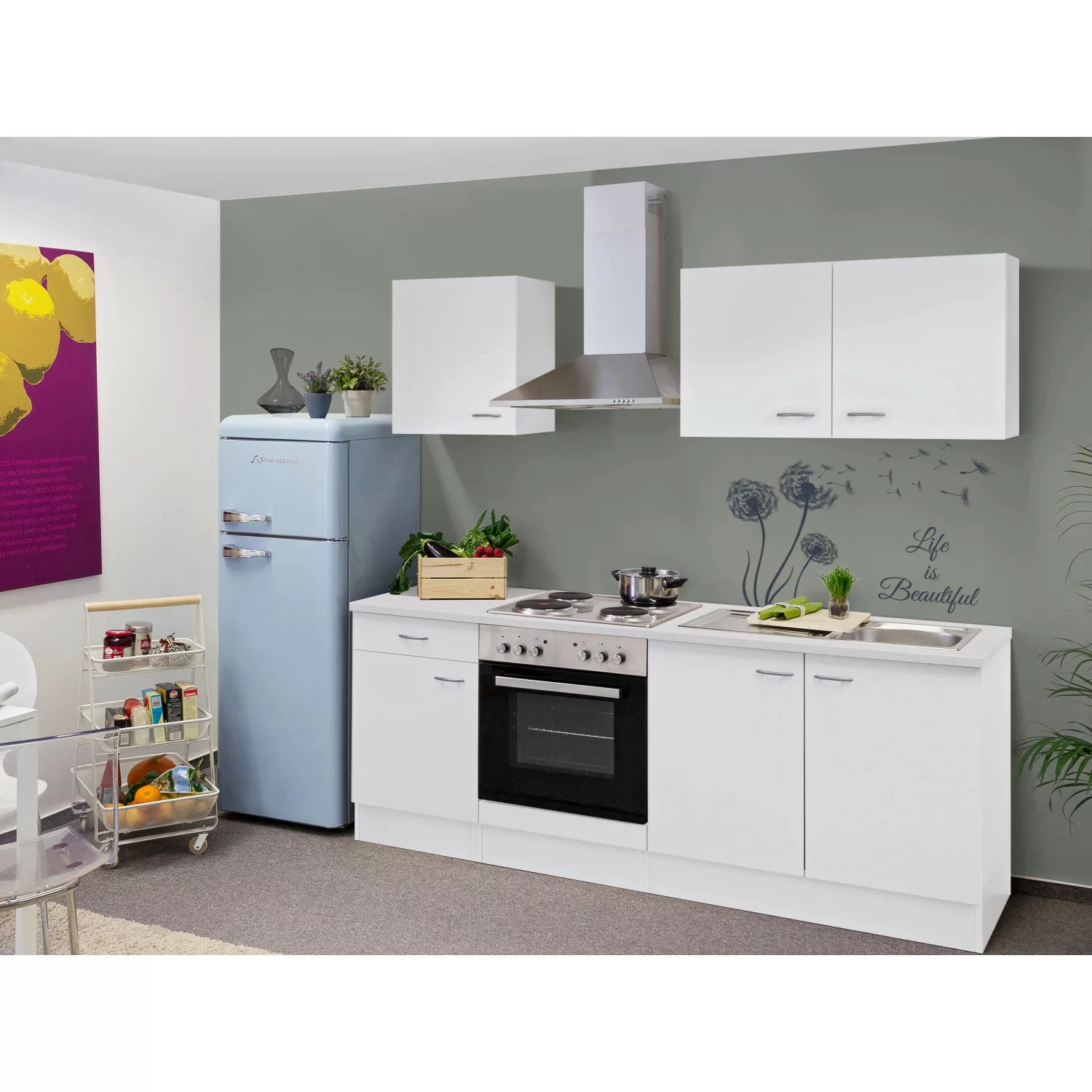 Flex-Well Classic Küchenzeile Wito 210 cm Weiß günstig online kaufen