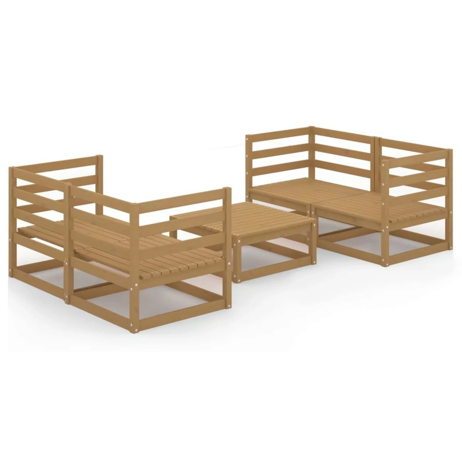 5-tlg. Garten-lounge-set Honigbraun Massivholz Kiefer günstig online kaufen