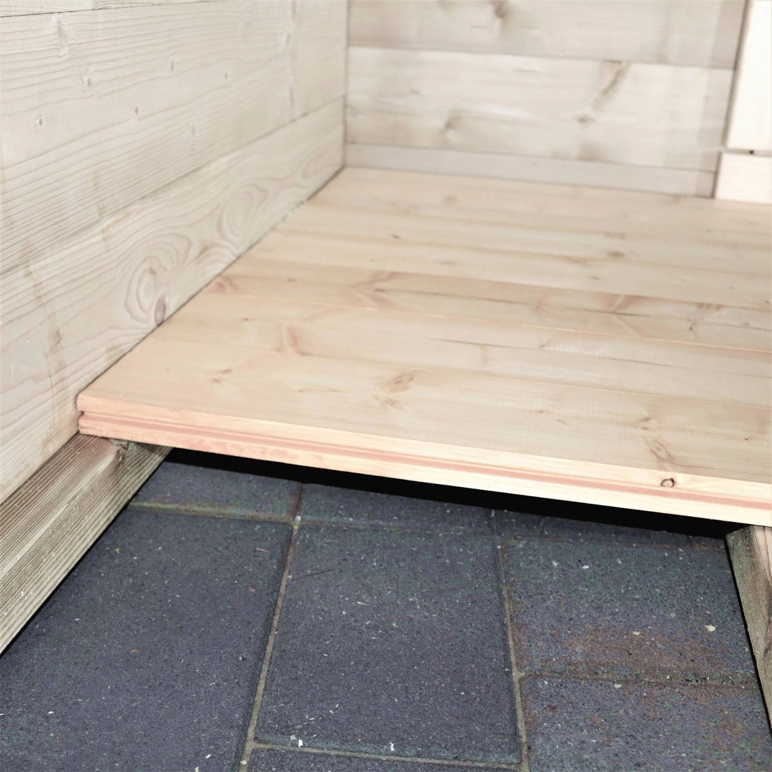 Holzfußboden Gartenhaus mit Fundamenthölzer Sockelleisten 18mm imprägniert günstig online kaufen