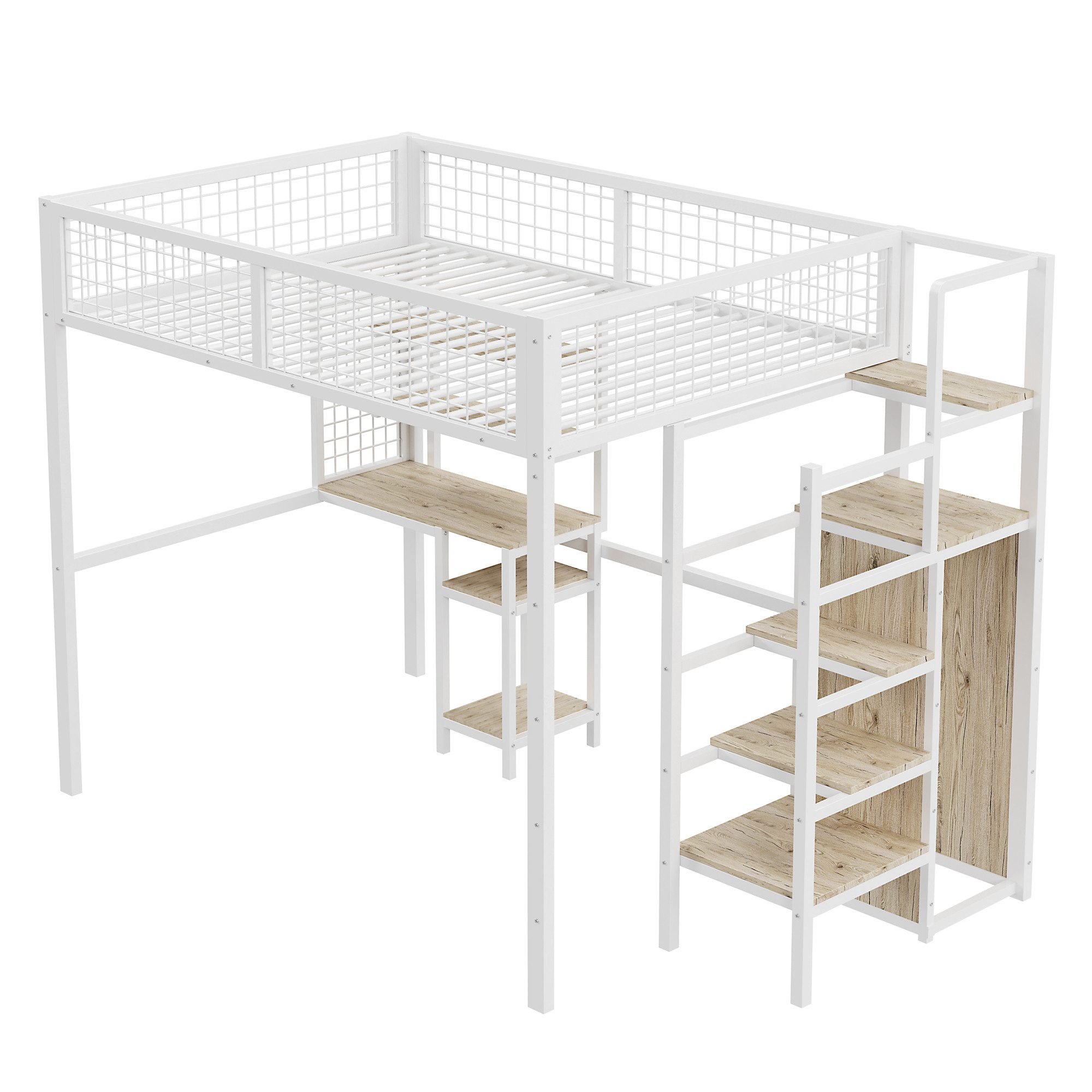 OKWISH Metallbett Kinderbett Einzelbett Stauraumbett Funktionsbett günstig online kaufen