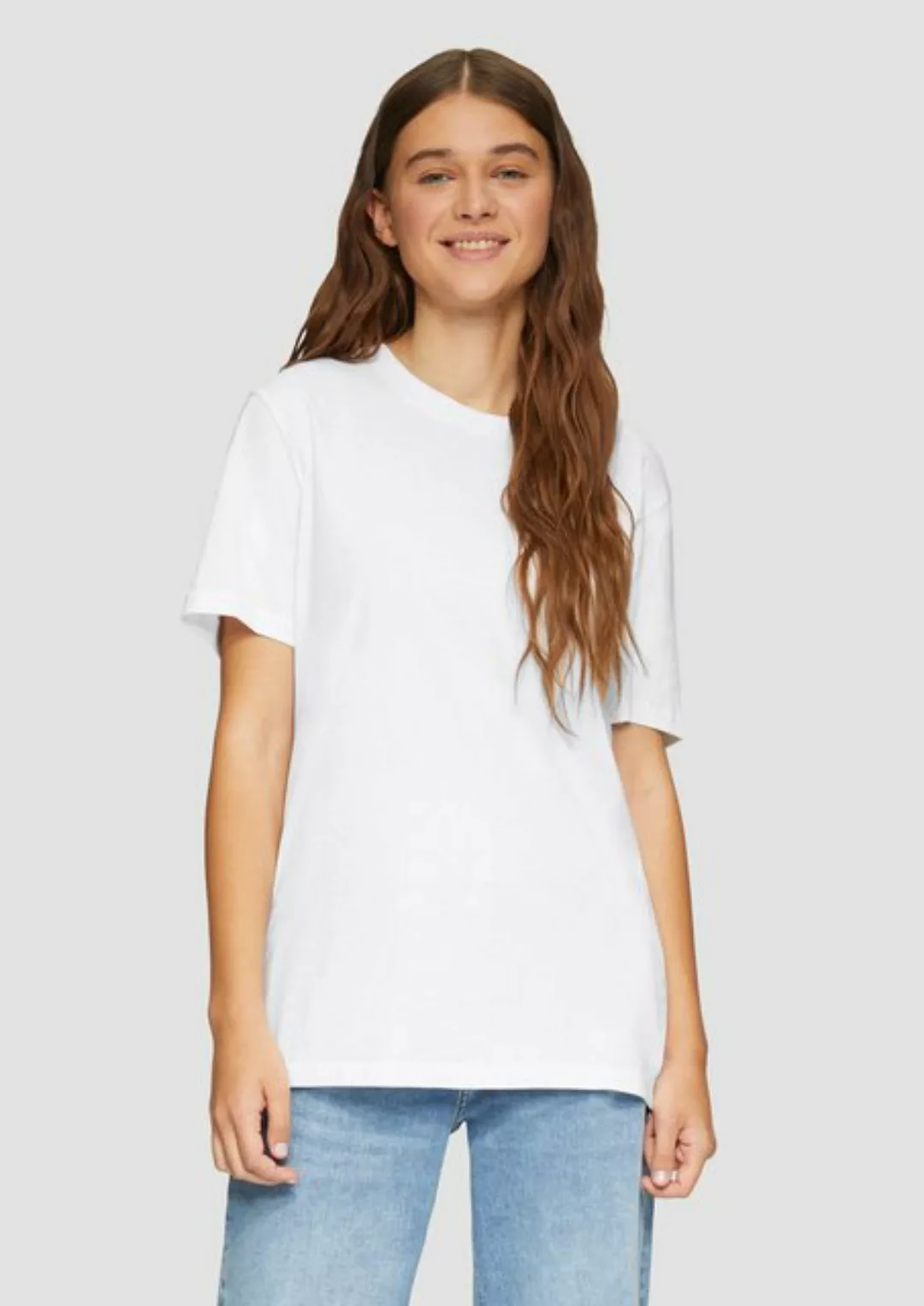 QS Kurzarmshirt Oversized T-Shirt aus weicher Baumwolle Rippblende günstig online kaufen