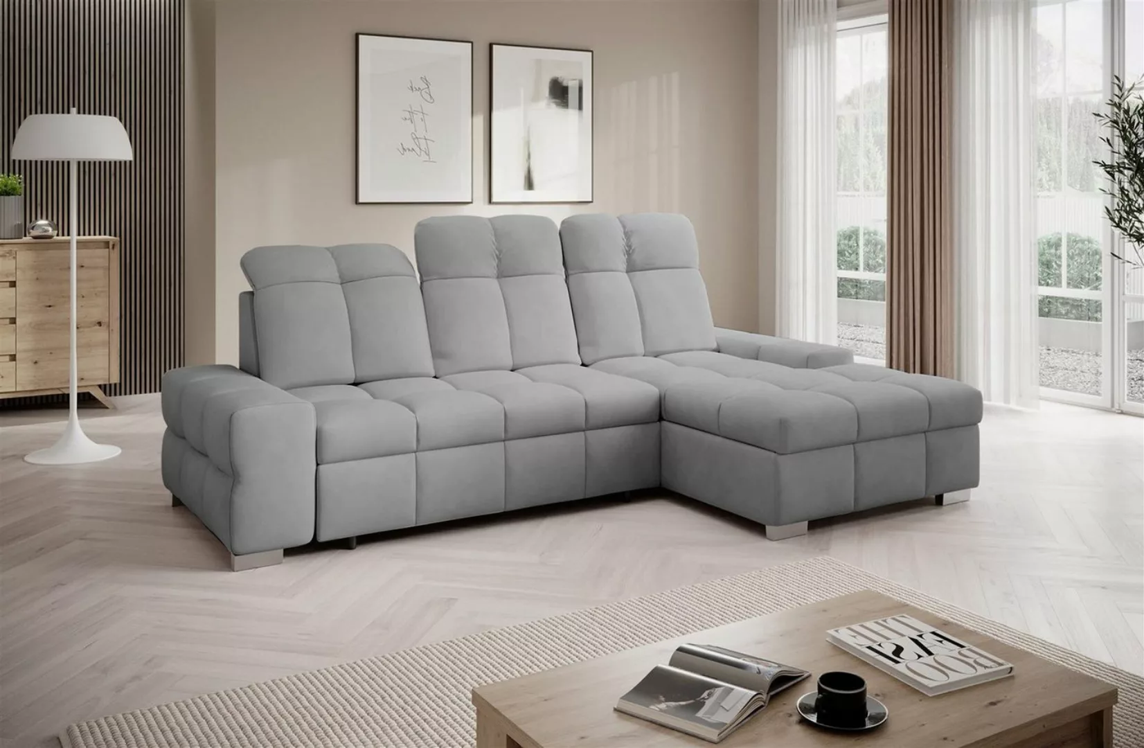 Fun Möbel Ecksofa Schlafsofa Sofa TEMPE MINI in Stoff Element, Ottomane Lin günstig online kaufen