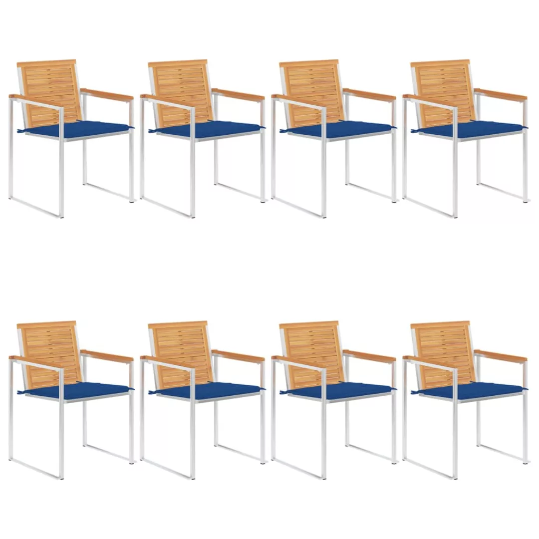 Gartenstühle 8 Stk. Mit Kissen Massivholz Teak günstig online kaufen