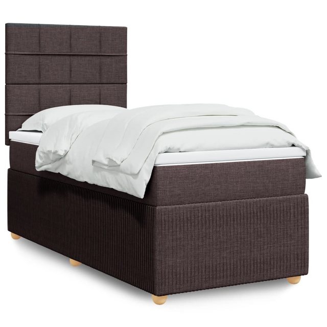 vidaXL Boxspringbett, Boxspringbett mit Matratze Dunkelbraun 100x200 cm Sto günstig online kaufen