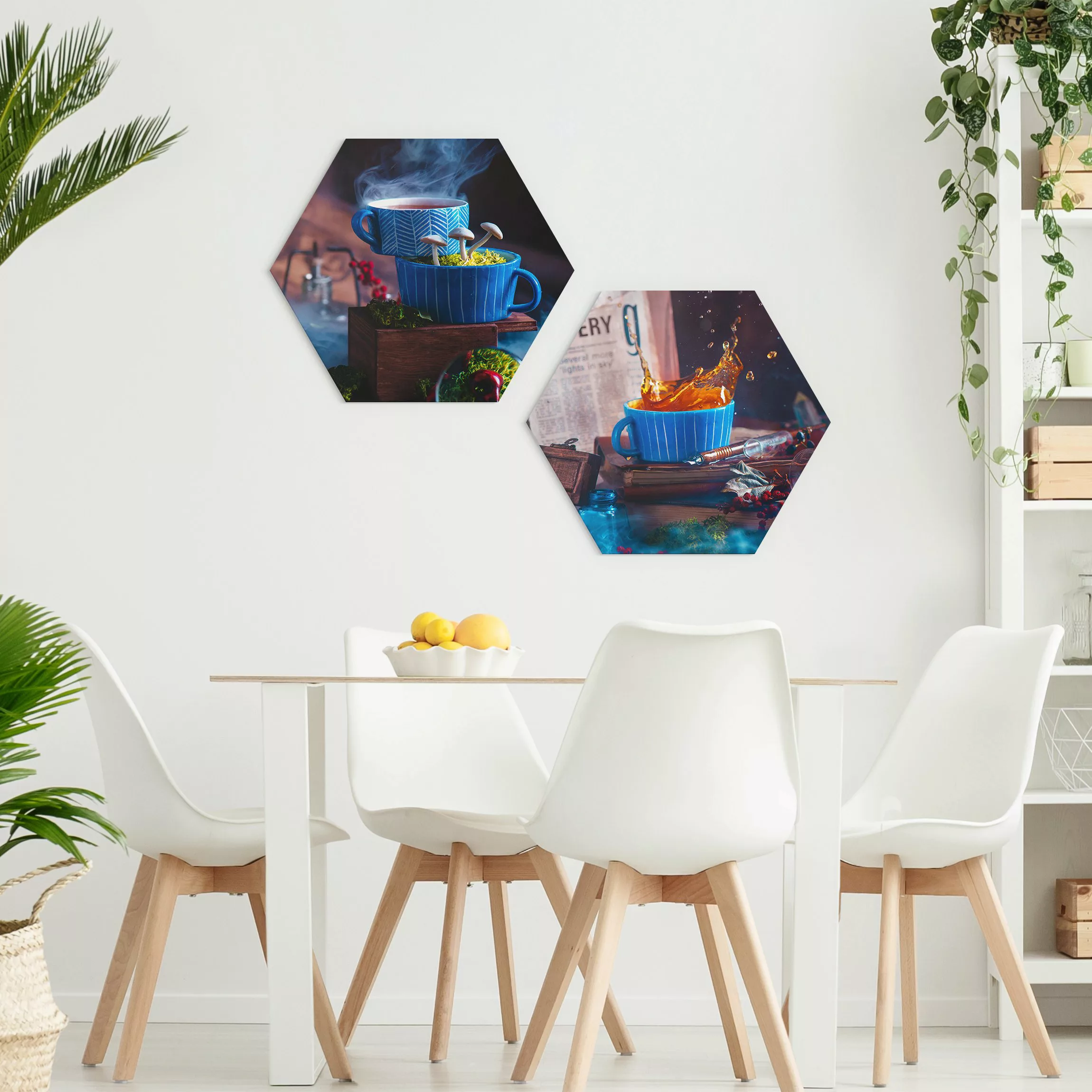 2-teiliges Hexagon-Forexbild Geheimnisvolle Teetasse günstig online kaufen