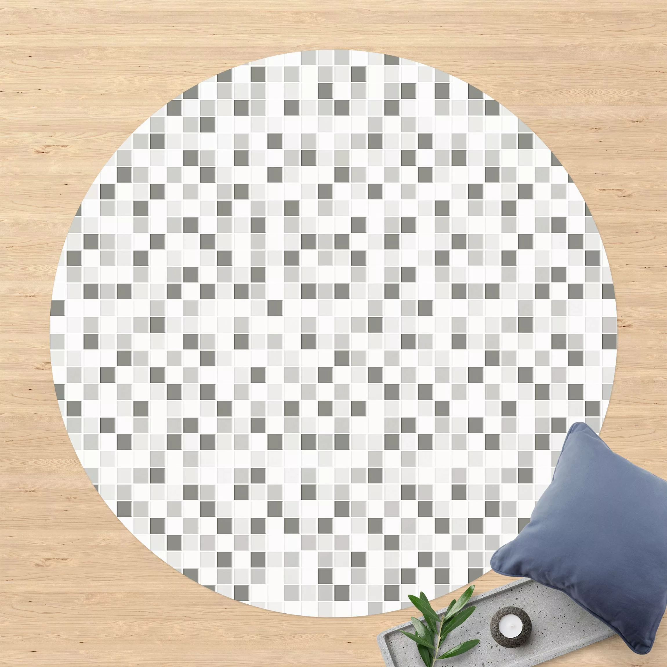 Runder Vinyl-Teppich Mosaikfliesen Winterset günstig online kaufen