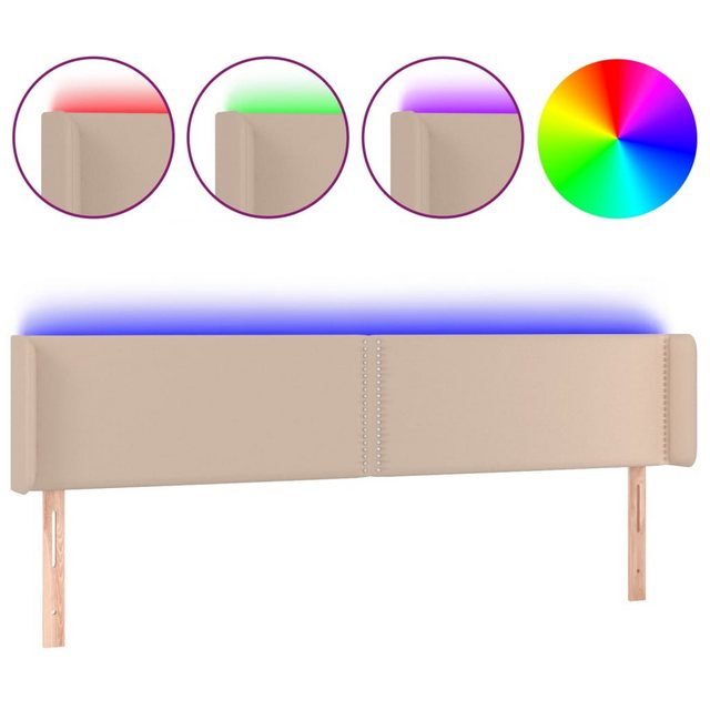 vidaXL Bett, LED Kopfteil Cappuccino-Braun 203x16x78/88 cm Kunstleder günstig online kaufen