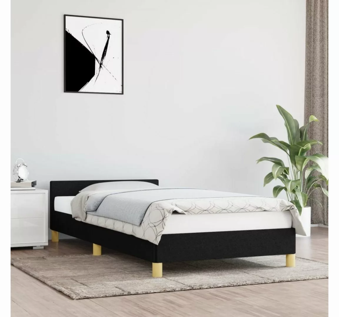 furnicato Bett Bettgestell mit Kopfteil Schwarz 90x200 cm Stoff günstig online kaufen