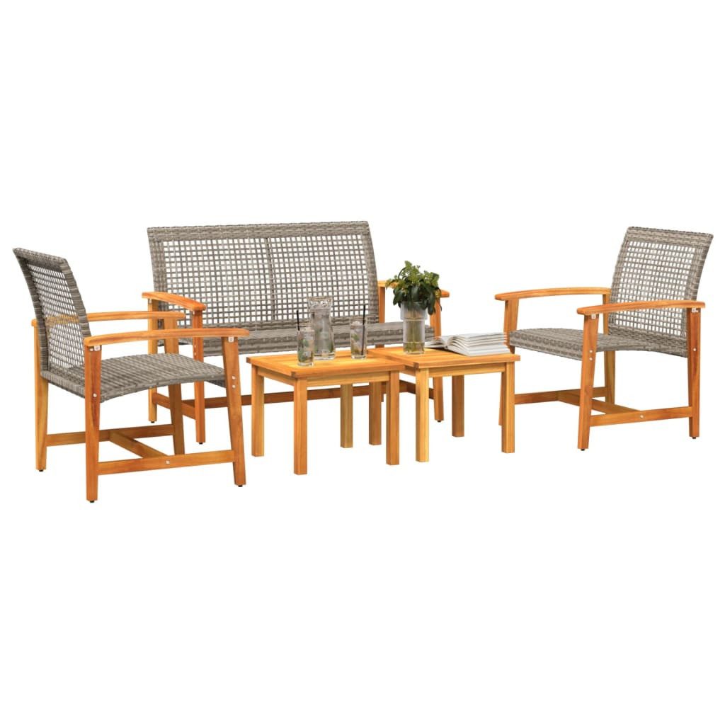 vidaXL Sofaelement 5-tlg. Garten-Lounge-Set Grau Poly günstig online kaufen