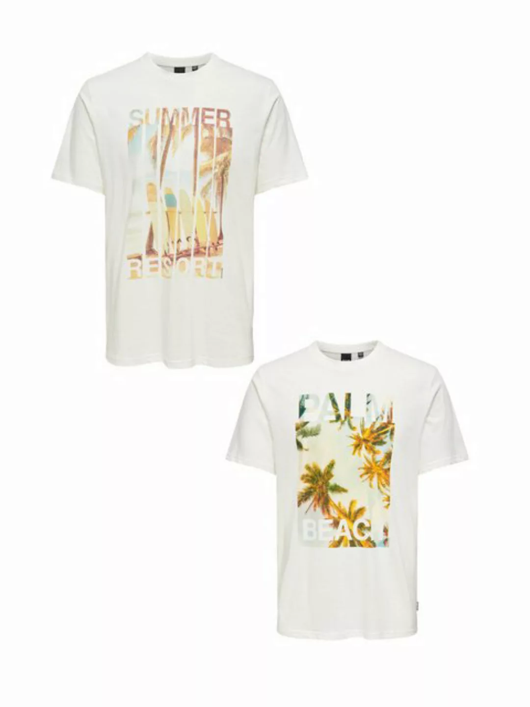 ONLY & SONS T-Shirt T-Shirt 2er-Set Rundhals Kurzarm (1-tlg) 7640 in Rot-Br günstig online kaufen