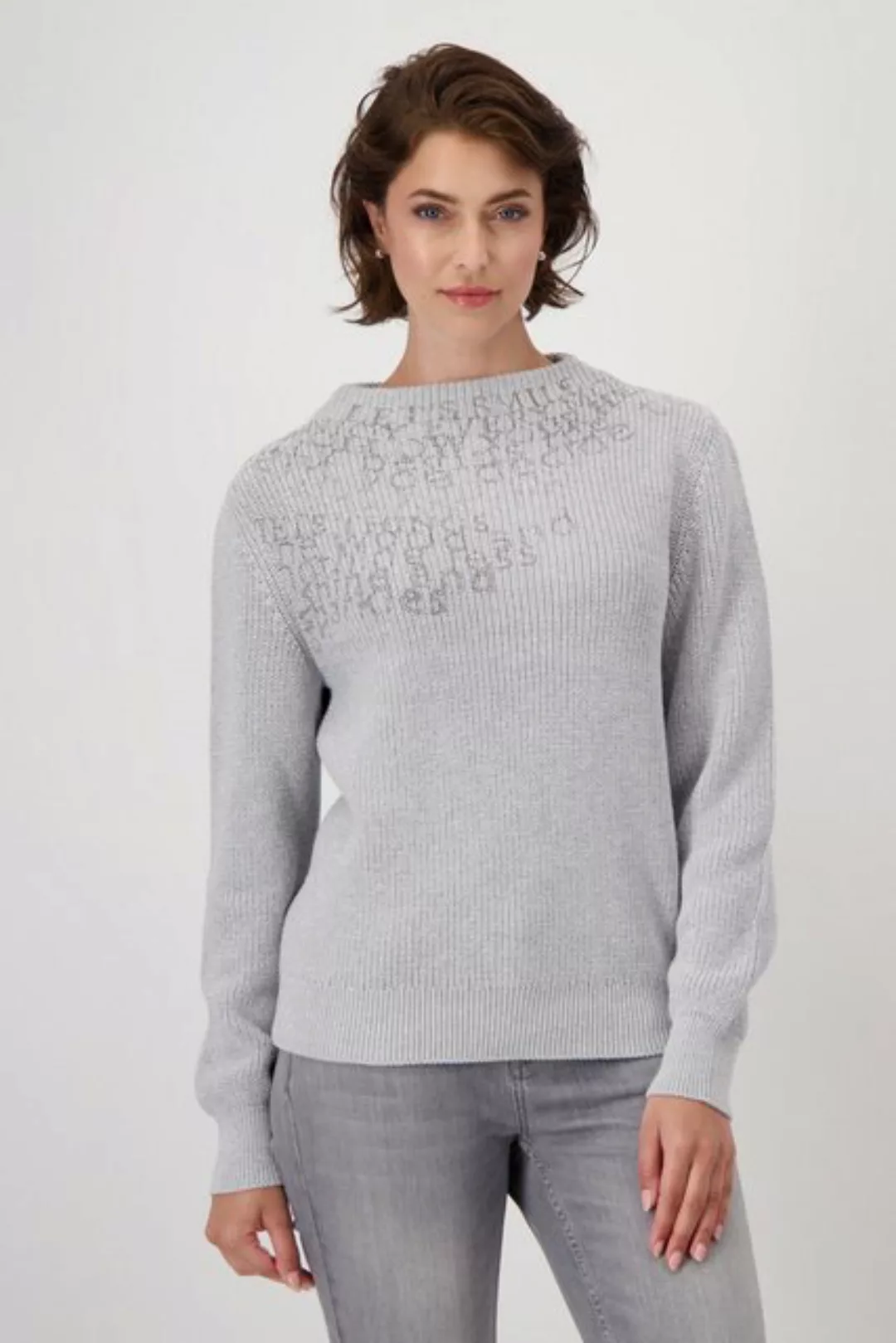 Monari Stehkragenpullover, aus Perlfangstrick günstig online kaufen