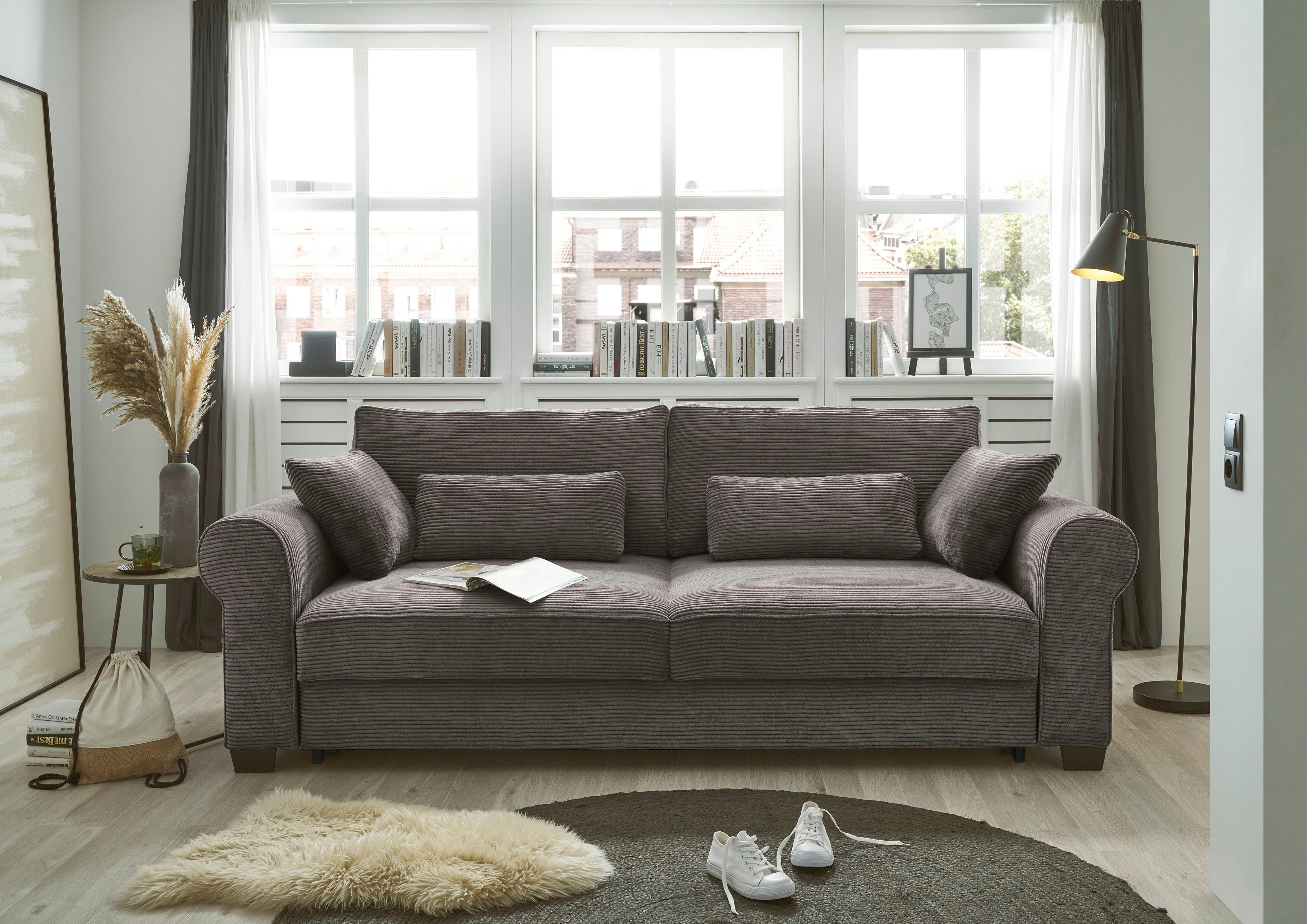 ED EXCITING DESIGN Schlafsofa "Angelina", mit Bettkasten & 4 Zierkissen günstig online kaufen