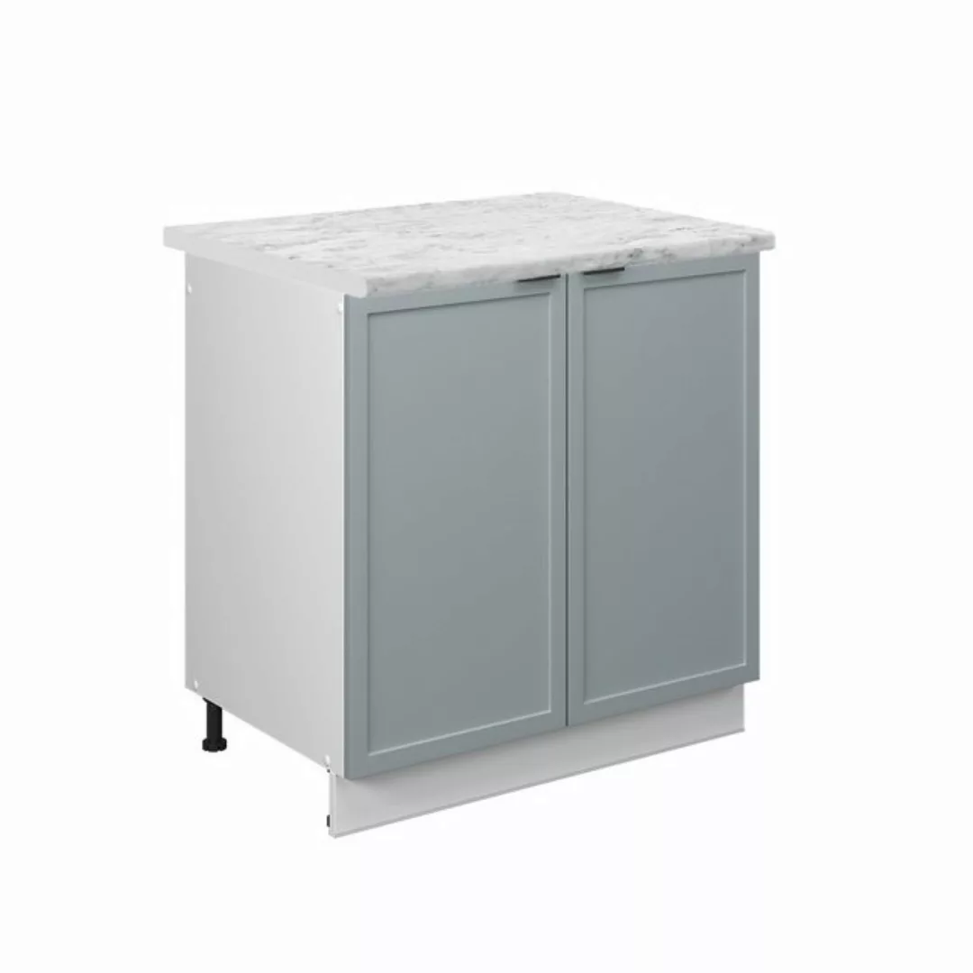 Vicco Spülenunterschrank Fame-Line, Hellblau-grau/Weiß, 80 cm, AP Marmor günstig online kaufen