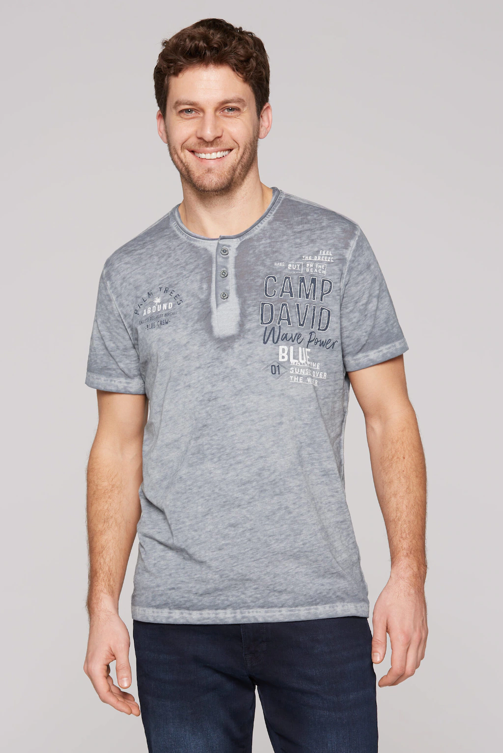 CAMP DAVID Henleyshirt, mit Rollsaum am Ausschnitt günstig online kaufen