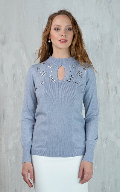 Passioni Strickpullover mit hohem Halsausschnitt mit Schlüssellochdetail un günstig online kaufen