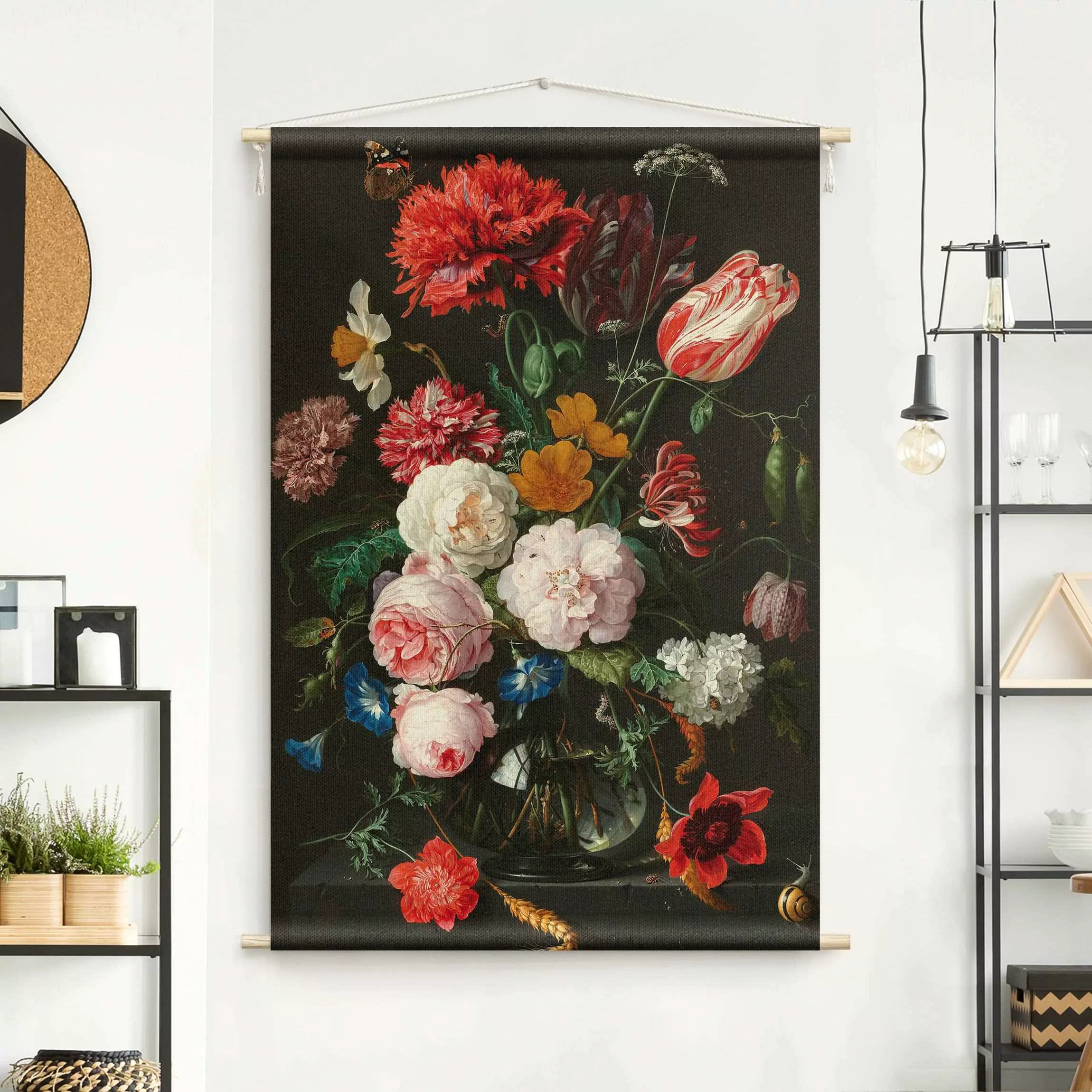 Wandteppich Jan Davidsz de Heem - Stillleben mit Blumen in einer Glasvase günstig online kaufen