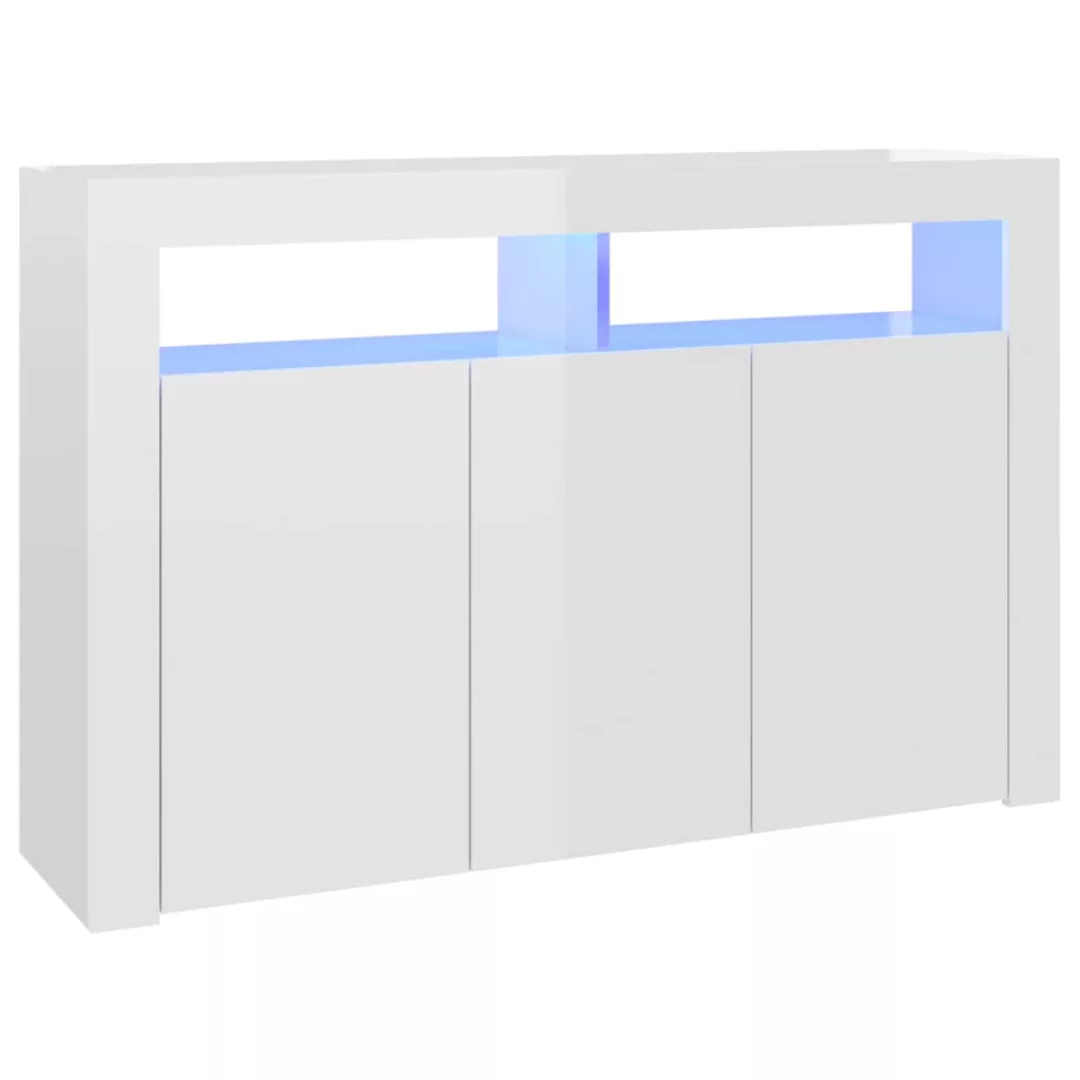 Sideboard Mit Led-leuchten Hochglanz-weiß 115,5x30x75 Cm günstig online kaufen