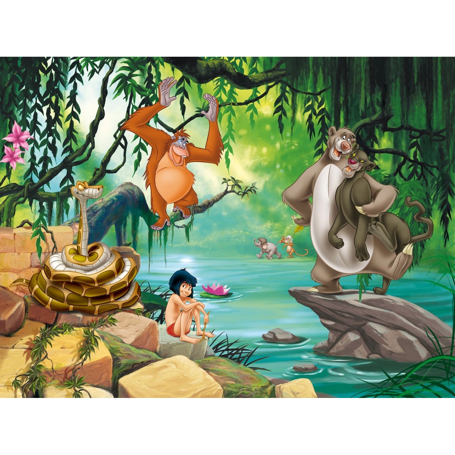 Disney Fototapete The Jungle Book Grün Blau und Beige 360 x 270 cm 600592 günstig online kaufen