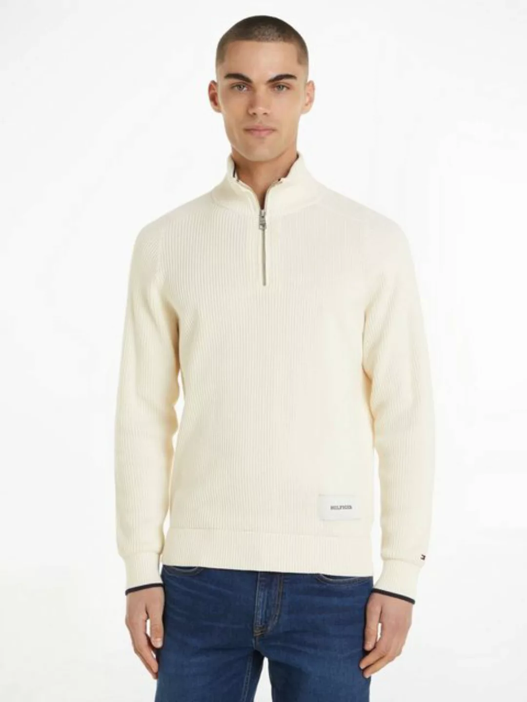 Tommy Hilfiger Strickpullover TIPPED RIB STRUCTURE ZIP MOCK günstig online kaufen