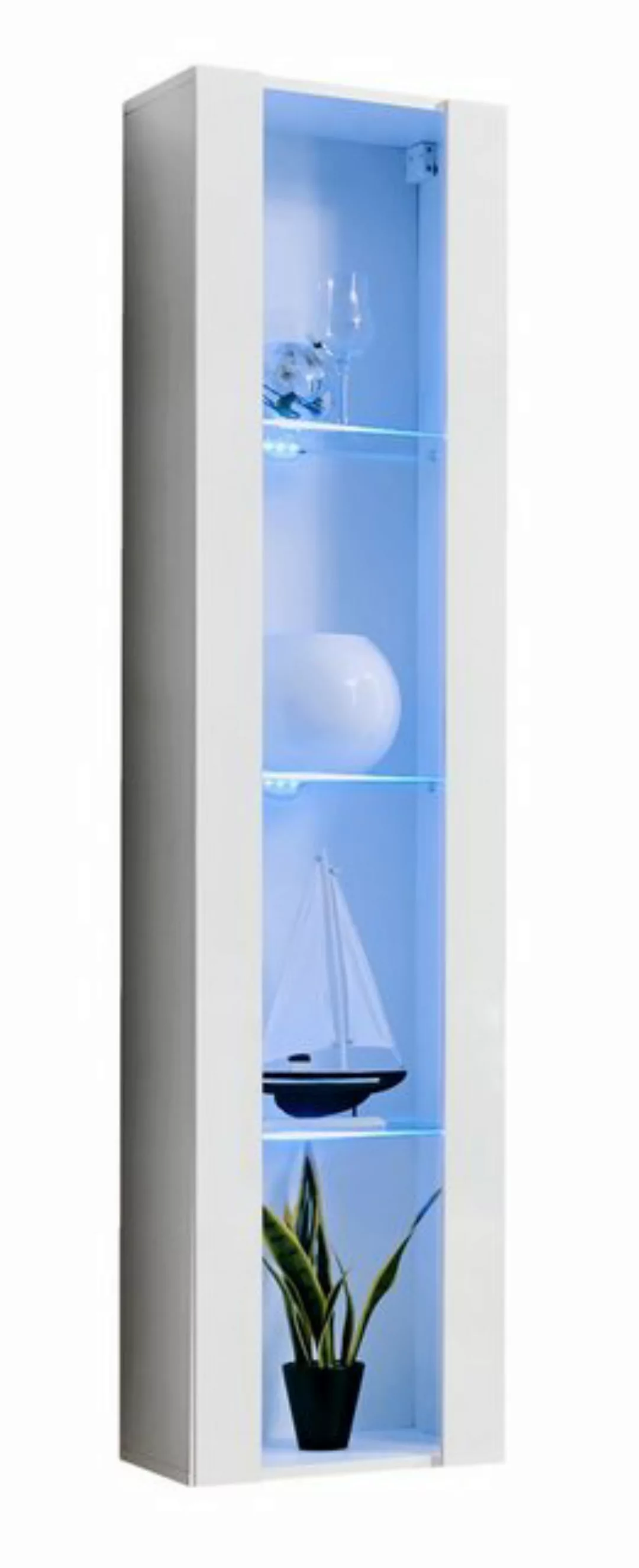 ASM-Moebel Hängevitrine Hängevitrine Glasvitrine FLY I Hochglanz Led Push-C günstig online kaufen