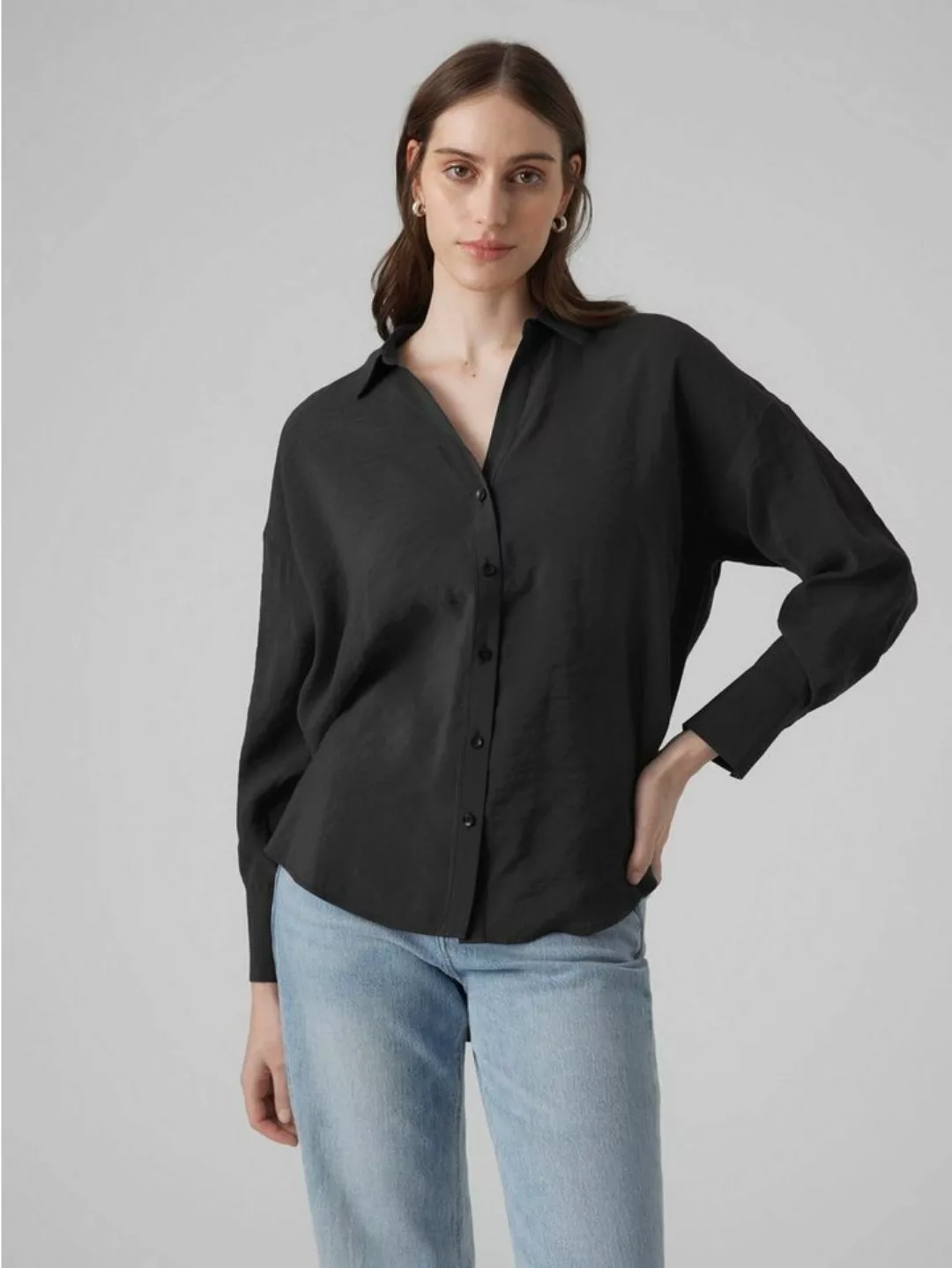 Vero Moda Blusenshirt Legere Hemdbluse Oversized Shirt Seidig VMQUEENY 6934 günstig online kaufen