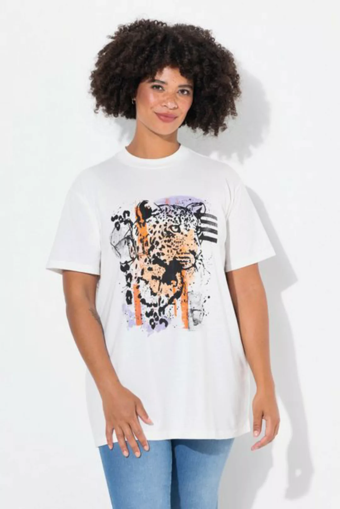 Angel of Style Rundhalsshirt T-Shirt Boxy Fit Leo-Druck Halbarm günstig online kaufen