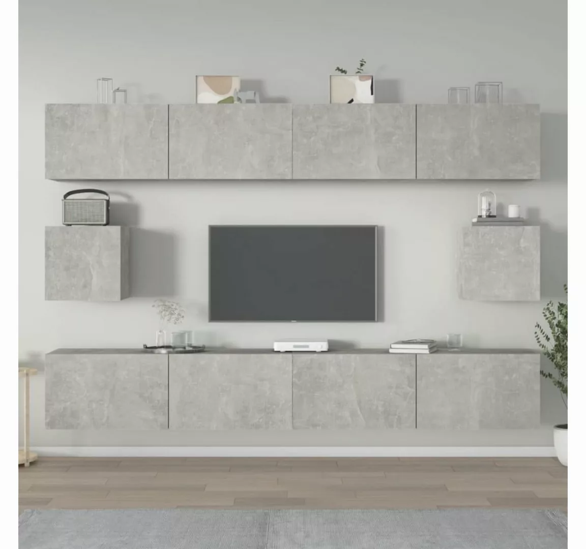 furnicato TV-Schrank 6-tlg. TV-Schrank-Set Betongrau Holzwerkstoff günstig online kaufen