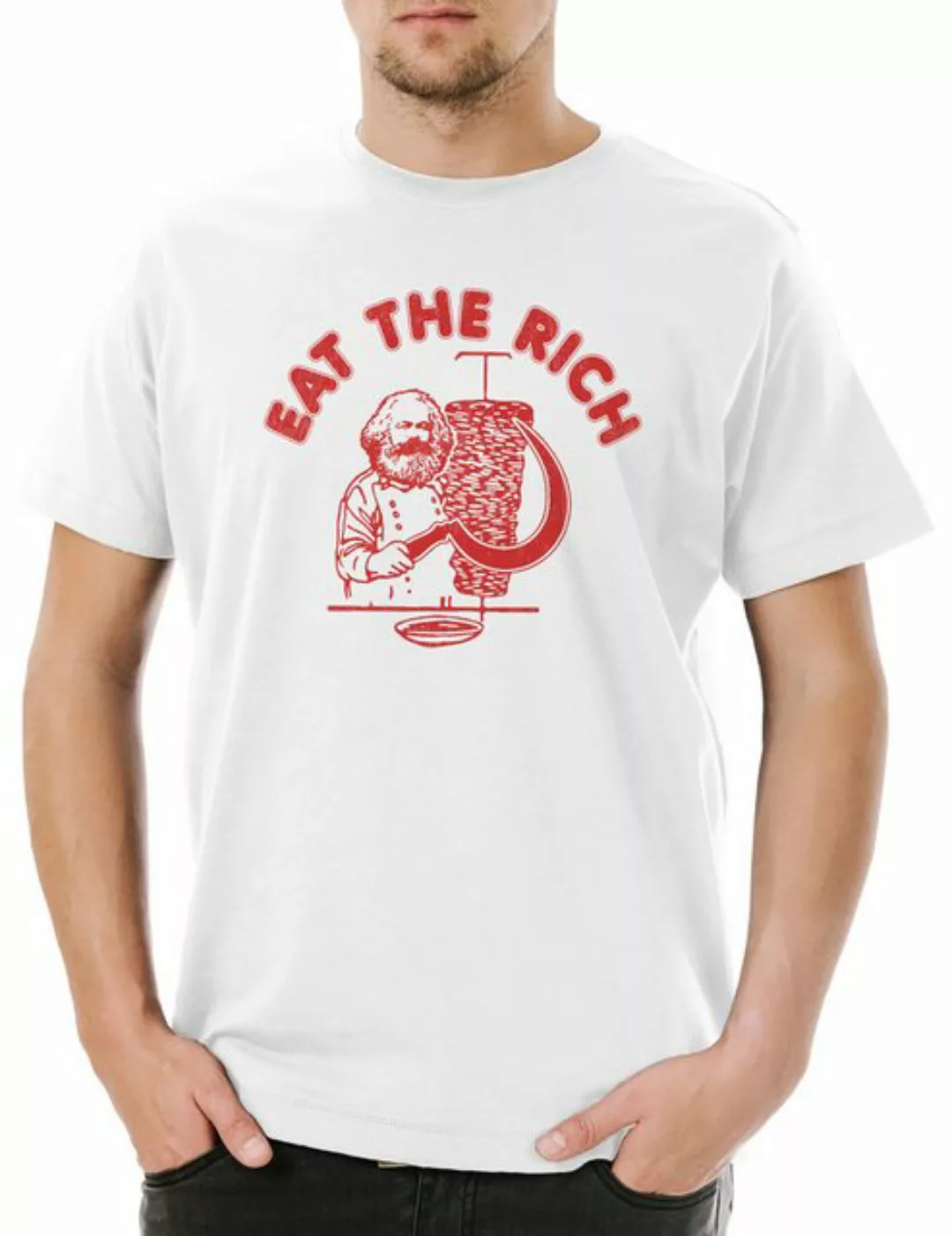 Urban Backwoods Print-Shirt Eat The Rich Herren T-Shirt Karl Socialism Comm günstig online kaufen