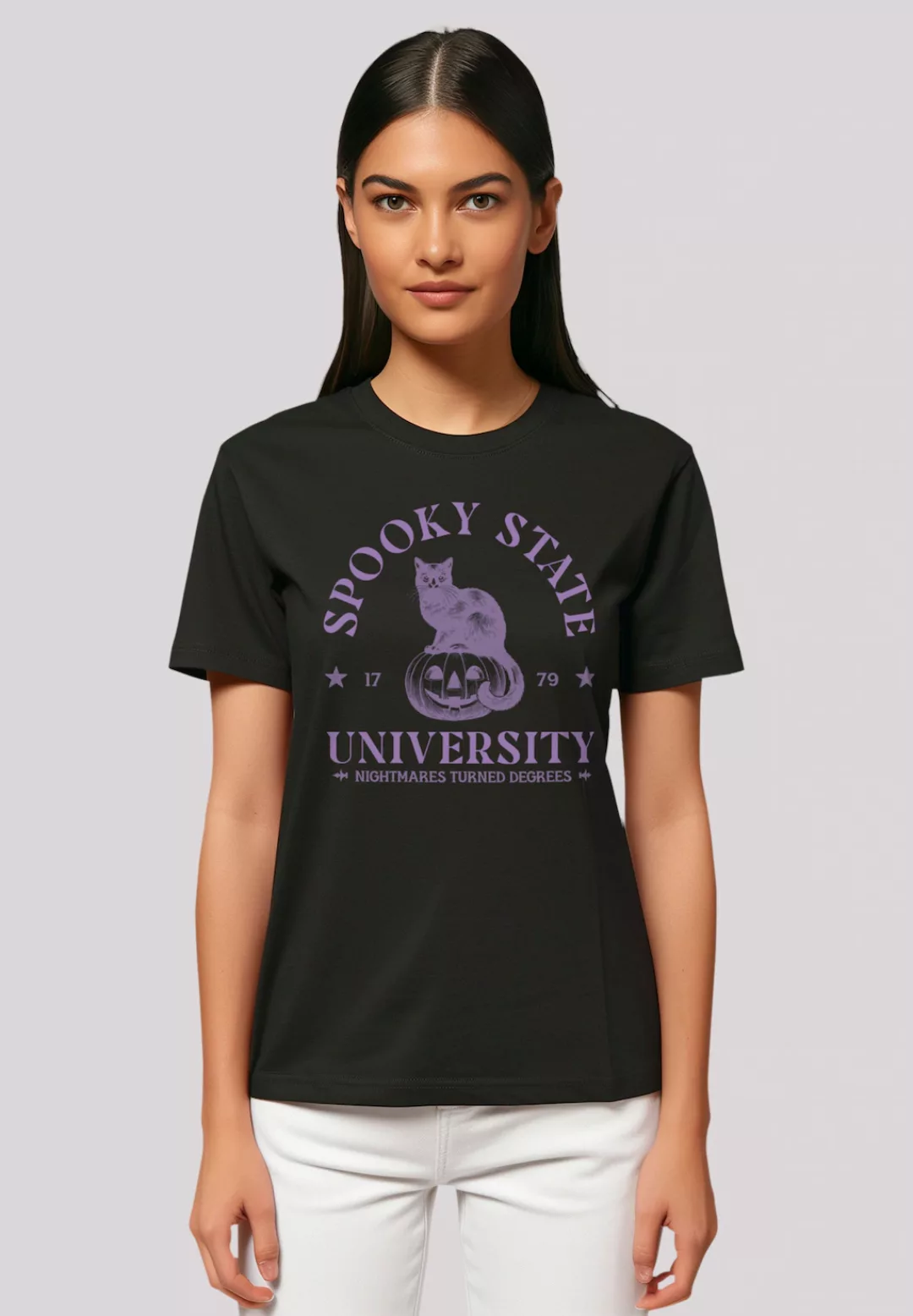 F4NT4STIC T-Shirt "Halloween University Spooky state cat", Premium Qualität günstig online kaufen