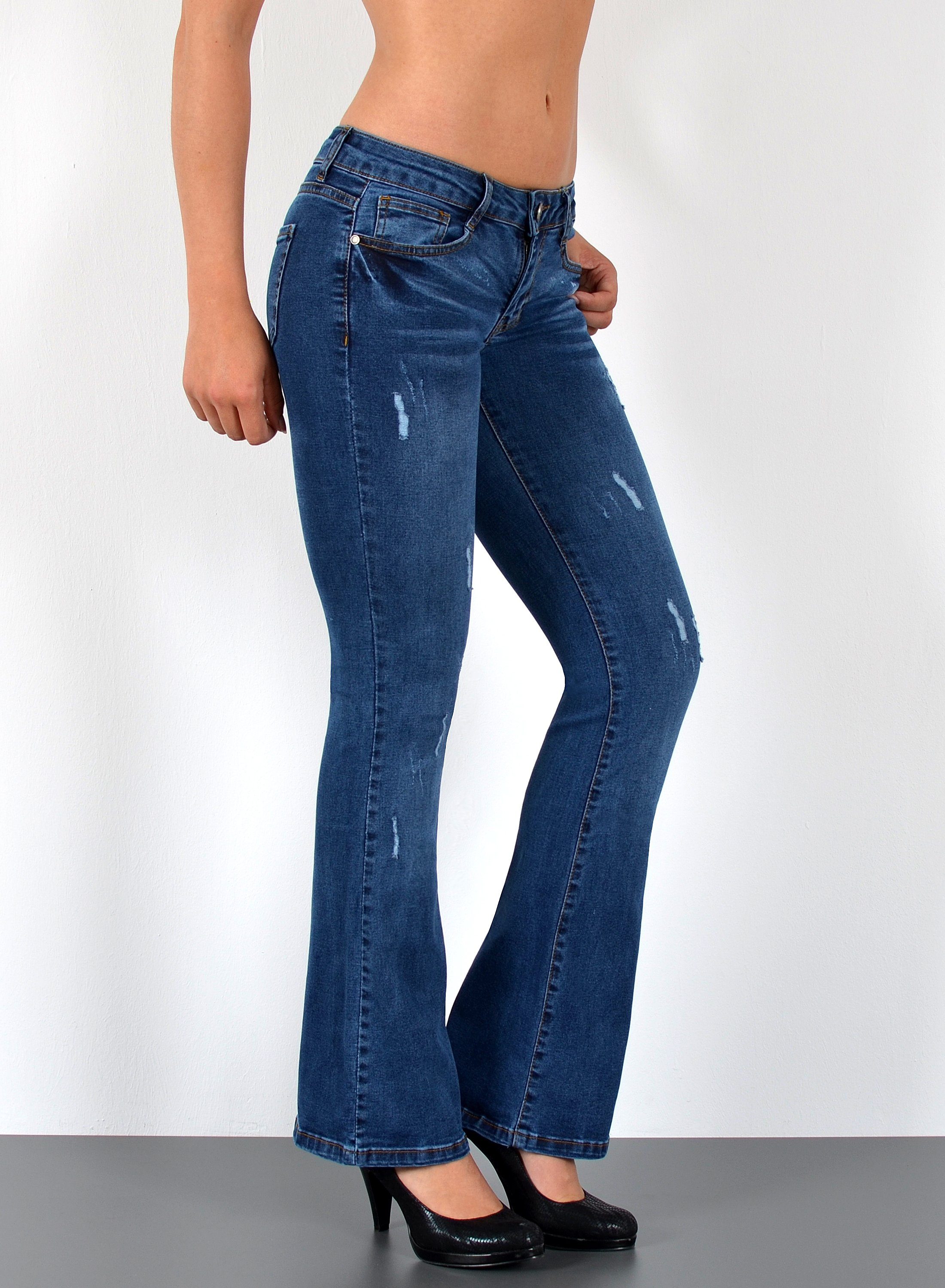 ESRA Bootcut-Jeans Schlaghose Damen Bootcut Jeans günstig online kaufen