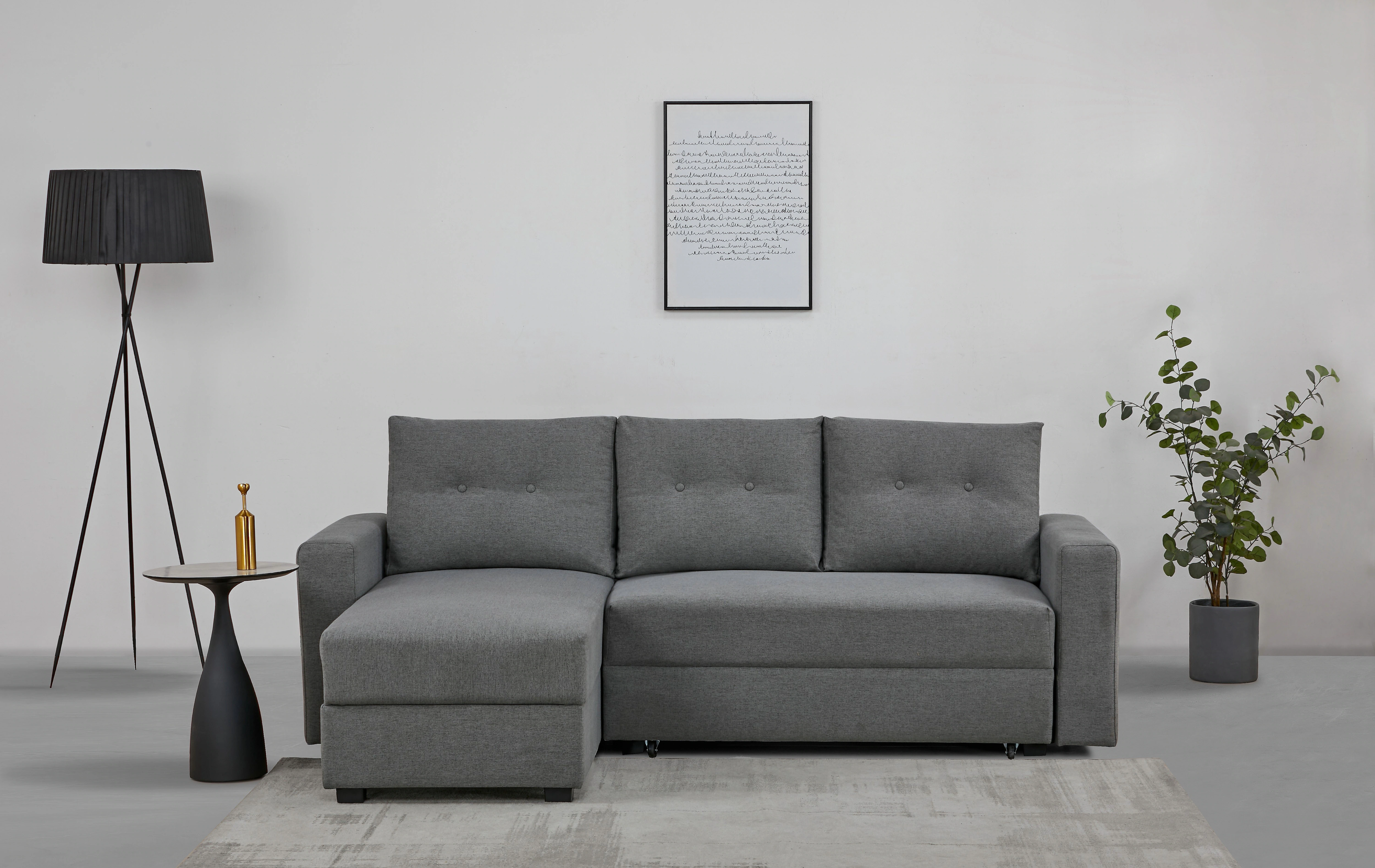 Home affaire Ecksofa "TOFFEN, 217 cm, L-Form, mit Schlaffunktion u. Bettkas günstig online kaufen