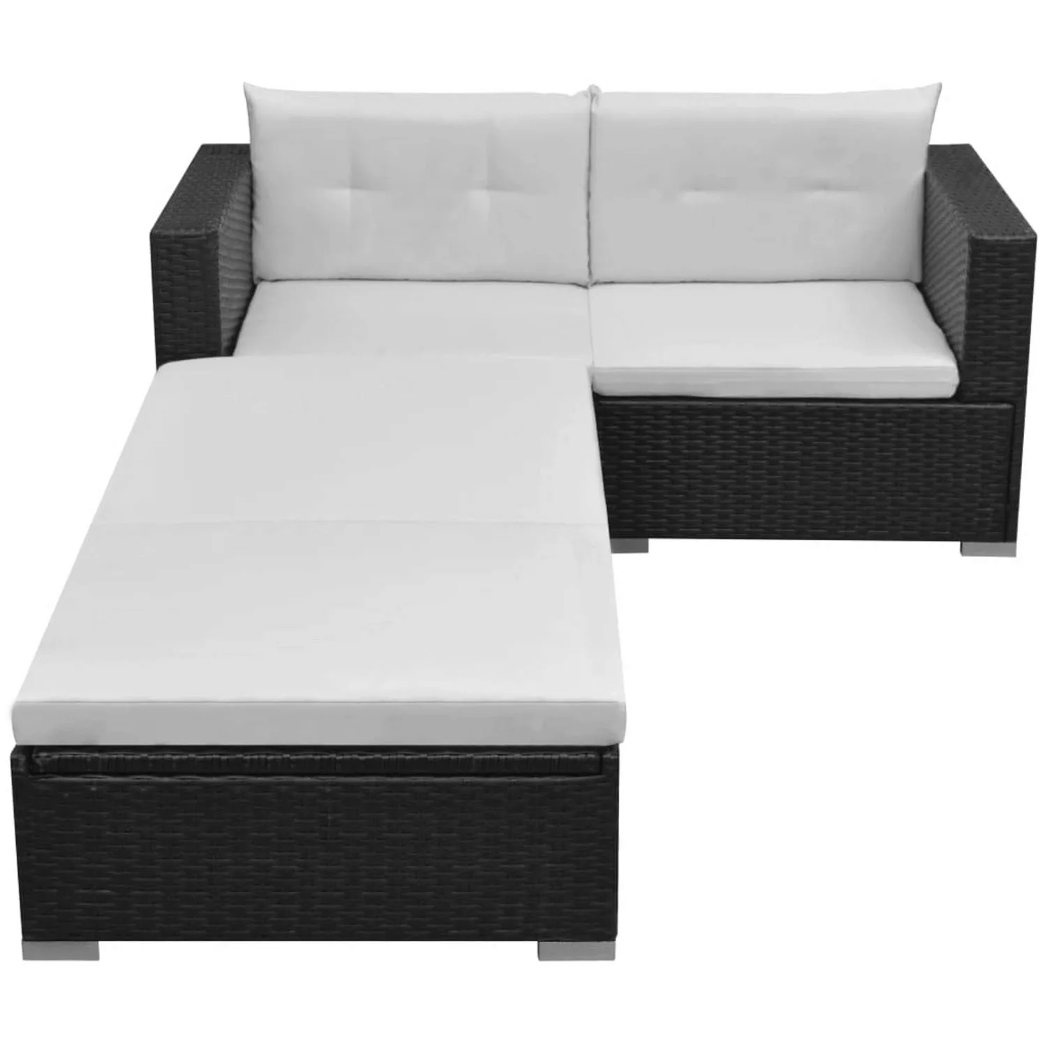 3-tlg. Garten-lounge-set Mit Auflagen Poly Rattan Schwarz günstig online kaufen