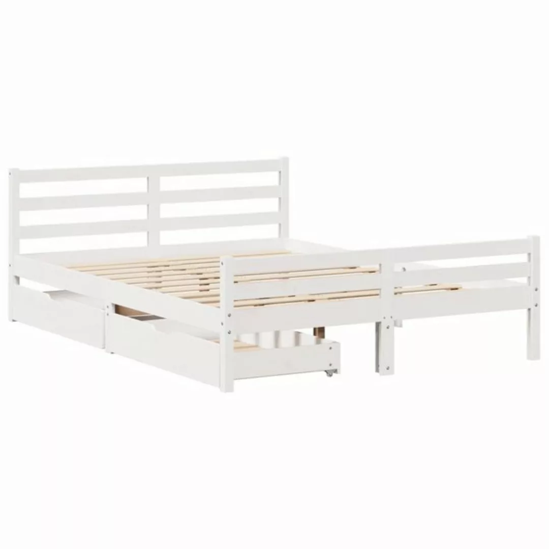 vidaXL Bett Massivholzbett ohne Matratze Weiß 135x190 cm Kiefernholz günstig online kaufen