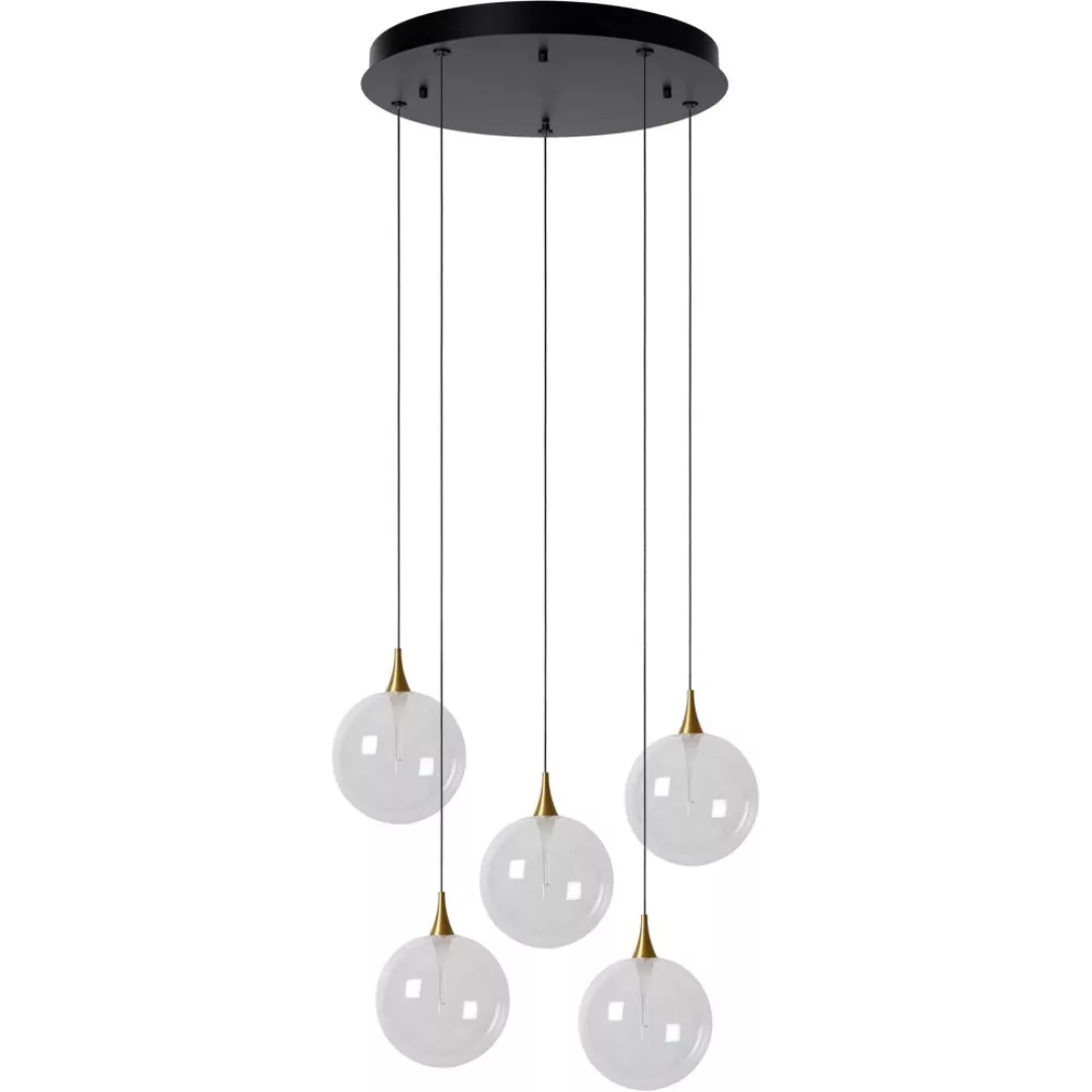 LED Pendelleuchte Gisela in Transparent-milchig und Schwarz-matt 5x 3,8W 16 günstig online kaufen