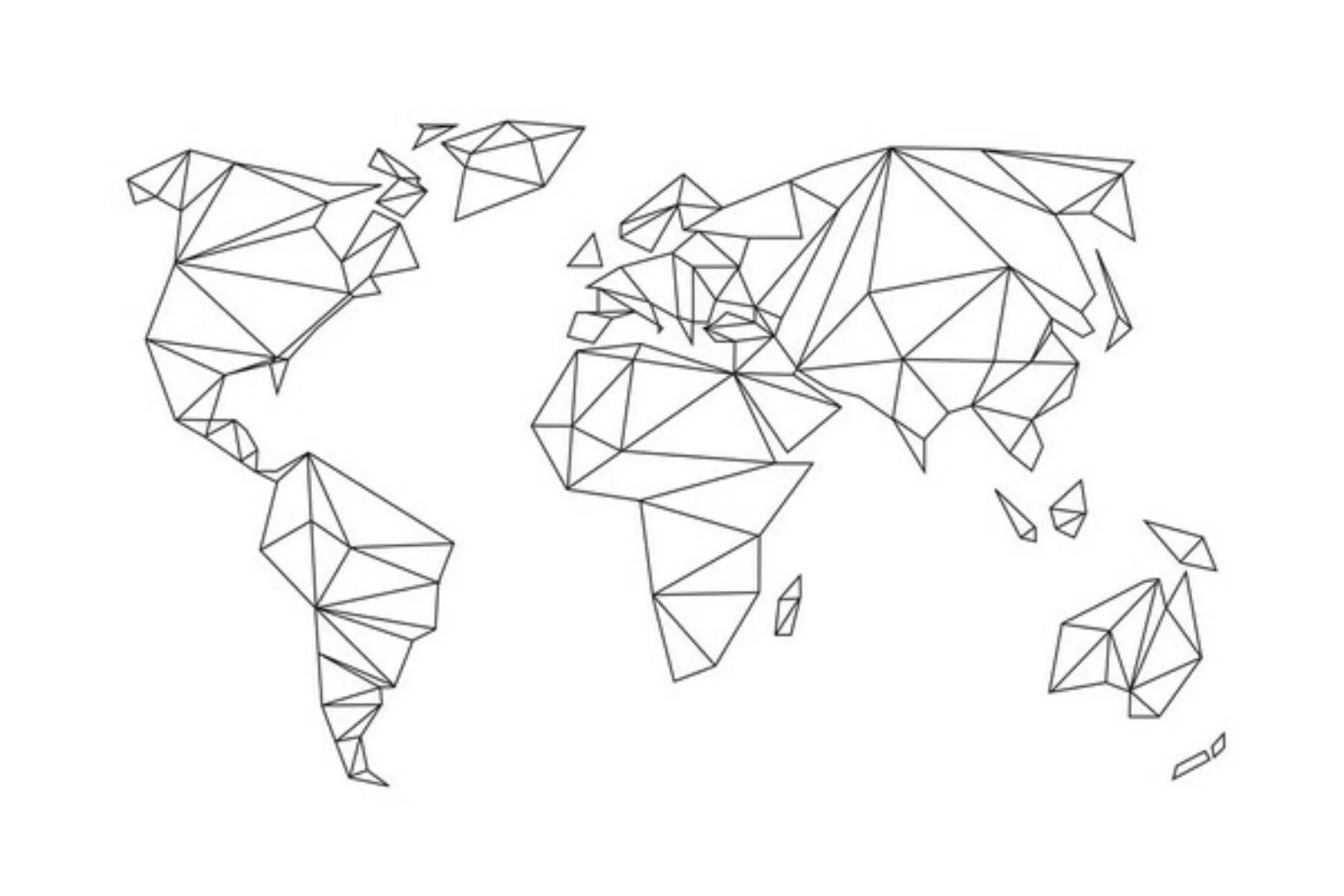 Poster / Leinwandbild - Geometrical World Map White günstig online kaufen