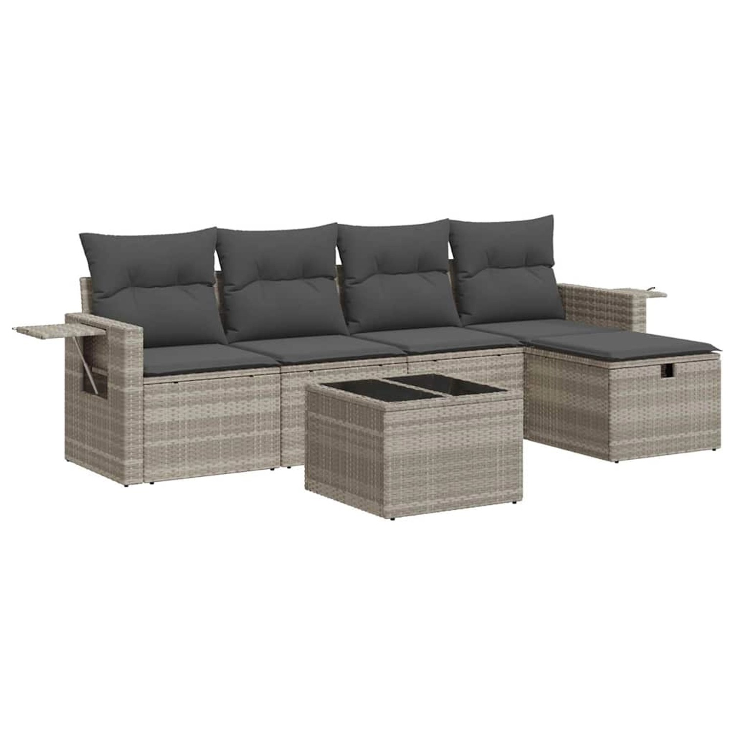 vidaXL 6-Tlg Garten-Sofagarnitur mit Kissen Hellgrau Poly Rattan 3325478 günstig online kaufen